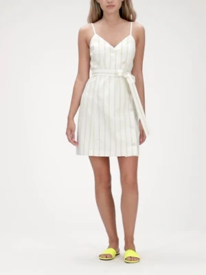 Vestido Banana Republic 8 Rayas Botones Frontales Algodón Mezcla Lino Preppy Verano Foto 1 de 4