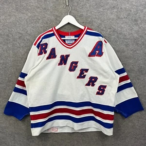 New York Rangers Jersey Mens XL White CCM Cosby NHL Leetch #2 Fight Strap 1993 - Picture 1 of 19