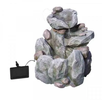 Solar-Wasserbrunnen Felsen Gartenbrunnen Springbrunnen 51 x 46 x 40 cm - Bild 1 von 3
