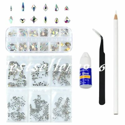 1720 peças strass AB cristal de vidro com cola gel para unhas para roupas de nail art Deco - Imagem 1 de 4