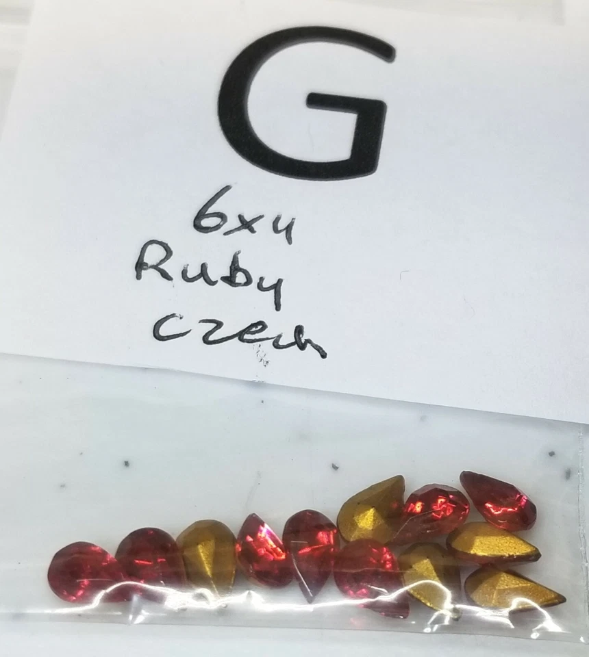 Vtg Pear Rhinestone 6x3.6mm & 6x4mm Faceted PB Jewelry Repair Czech Germany 6003 - Image 1 of 1