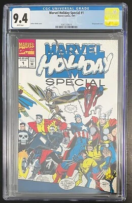 MARVEL HOLIDAY SPECIAL #1 (1991) CGC 9.4 (NM) White Pages - ONLY 2 IN THE WORLD! - Image 1 of 4