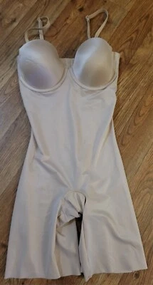 Spanx 10156 Beige Convertible Strapless Cupped Mid-Thigh Bodysuit Size S - Image 1 of 4