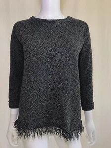 Topshop Women's Sweater Pullover Fringes Casual Dark Gray Size US 6 EU 38 - Picture 1 of 8
