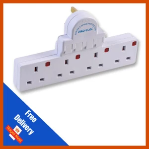 SWITCHED SOCKET ADAPTER EXTENDER 13AMP WALL SOCKET EXTENSION PLUG SOCKET 4 GANG - Picture 1 of 1