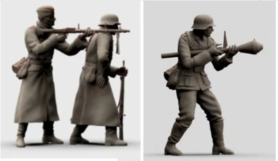 Peddinghaus 3 D Druck 1-72 72F365 4 Deutsche Soldaten schießend mit MG und Panze
