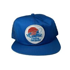 Vintage Fishing Hot Spots Snapback Trucker Hat, Blue Cap w/ Patch - MADE IN USA