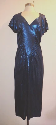 vintage 70's 80's blue metallic disco Rudy la Salle dress sz M - Image 1 of 4