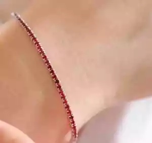 3MM Lab-Created 6CT Round Cut Red Ruby Tennis Bracelet 7" 14K White Gold Plated - Picture 1 of 5