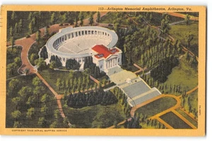 Cartolina Arlington Memorial Anfiteatro Virginia Lino 1956 Francobollo Aerial Vie - Foto 1 di 2