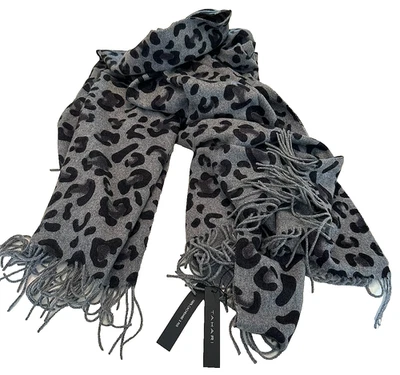 TAHARI 100% 2 PLY CASHMERE ANIMAL PRINT GREY/BLACK THROW BLANKET NWT - Image 1 of 4