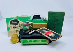 1940er VINTAGE SINGER NÄHMASCHINE ZUBEHÖR KONVOLUT HANDBÜCHER NADELN ÖLDOSE ZICKZACK - Bild 1 von 24