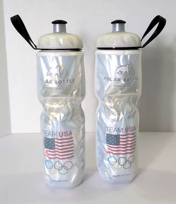 Pair of Polar Insulated Bike Water Bottles, USA Cycling Olympic Team rare in EUC - Image 1 of 4