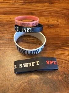 Taylor Swift Silicone Wristband Bracelet AUTHENTIC Lot Of 4 Speak Now, Red ,1989 - Picture 1 of 4