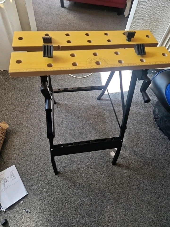 FOLDABLE WOODEN WORKBENCH BENCH WORK PORTABLE CLAMPING FOLDING WORKTOP TABLE DIY - Image 1 of 1