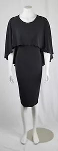 Vestido lápiz Baylis & Knight negro con capa trasera superposición jersey rodilla elegante - Imagen 1 de 3