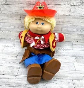 Vintage Cabbage Patch Kinder Cowgirl Puppe mit blonden Haaren blaue Augen - Bild 1 von 11
