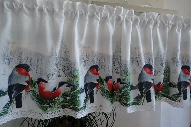 Bistrogardine Salon 06 – Scheibengardine 48 X 140 Cm, Halbtransparent, Mit Floraler Stickerei, Weiß-braun