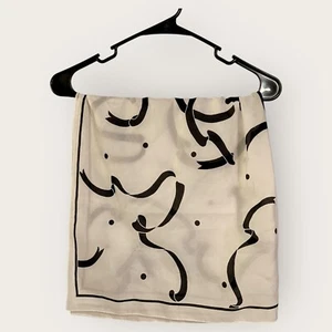 Unbranded White/Black Ribbon Large Square Scarf - Picture 1 of 3