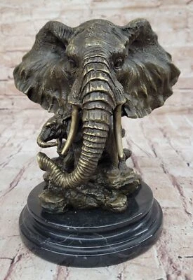 Escultura artesanal bronze vida selvagem animal elefante africano elenco quente - Imagem 1 de 4