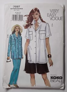 Very Easy Vogue 7597 Shirts, Pants/Shorts - Size 8, 10, 12 UNCUT Sewing Pattern - Picture 1 of 2