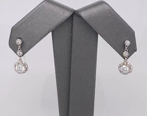 14k White Gold 1.00 CT Diamond Dangling Earrings, 1.9g, S15233 - Picture 1 of 4
