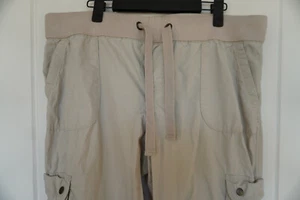 Pantalones capri cargo Kenneth Cole Reaction para mujer beige talla M algodón cordón - Imagen 1 de 10