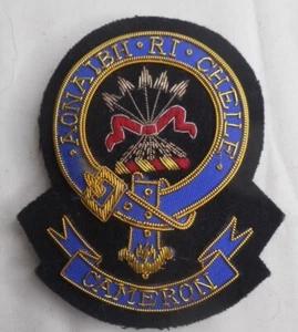 SCHOTTISCHER CLAN WAPPEN ABZEICHEN GESTICKTER PATCH - CAMERON 3-1/4" breit x 4" hoch - Bild 1 von 2