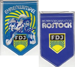 DDR FDJ Wimpel Ehrenwimpel Bezirk Rostock Freie Deutsche Jugend  - Picture 1 of 1