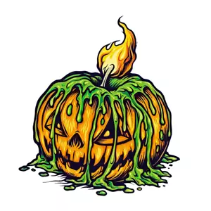 Halloween Melting Pumpkin Vinyl Sticker 4in Decal for Laptops Cars Water Bottles - Picture 1 of 3