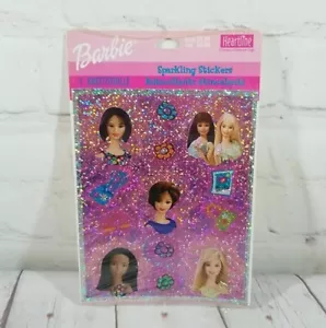 Adesivi vintage Hallmark Heartline Barbie scintillanti nuovi con scatola 1 foglio 2000 - Foto 1 di 10