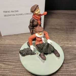Curtis Company "Skaters" Collezione Norman Rockwell Candela Topper Sughero Bellissimo - Foto 1 di 5