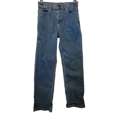 Pantalones de mezclilla descoloridos Glory cintura ajustable pierna recta azules niños talla 16R Foto 1 de 4