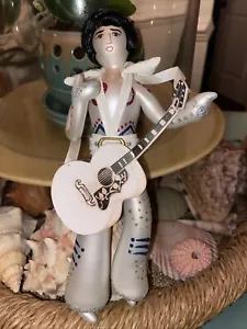 Tuta bianca vintage Elvis Presley con chitarra vetro soffiato decorazione natalizia - Foto 1 di 8