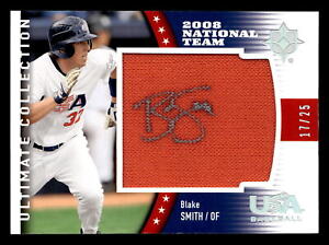 2008 UD Ultimate Collection #USA-BS Blake Smith USA Baseball Jersey Auto #/25