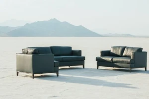 Premium 3-Piece Sofa Set, Top-Grain Leather Upholstered Living Room Set, Cream - Picture 1 of 7