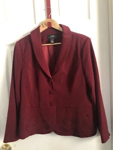 Midnight Velvet Women Wine Red Button Front Lined Peplum Jacket Size 12. New. - Picture 1 of 8