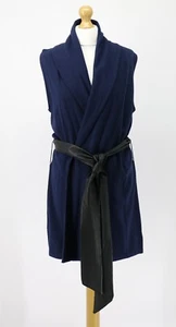 ELIZABETH AND JAMES SLEEVELESS WOOL WRAP DRESS WOMENS L NAVY RRP£295 BR - Picture 1 of 6