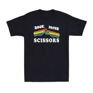 Gay Lesbian Rock Paper Scissors Fun Rainbow Pride Lgbt Women Men's T-Shirt - Picture 1 of 10