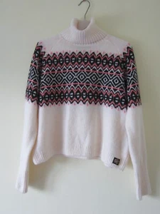 SUPERDRY SIZE 12 JUMPER top FAIRISLE FAIR ISLE NORDIC SCANDI TURTLENECK ladies - Picture 1 of 21