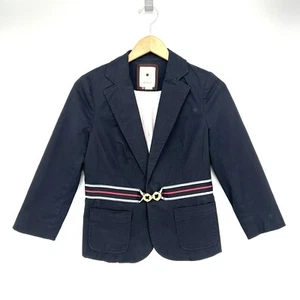 Anthropologie ELEVENSES Blue Blazer Jacket Size 2 Lined Pockets Preppy Academia - Picture 1 of 10