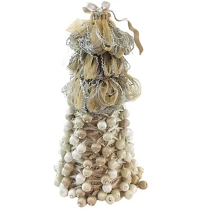 Kegel Weihnachtsbaum Tischplatte Weihnachtsdeko neutral Quasten Bänder Handarbeit - Bild 1 von 12