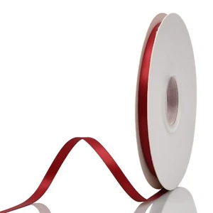 1/4"x50 Yards Burgundy/Wine Red Double Faced Satin RibbonSolid Color High Den... - Picture 1 of 7