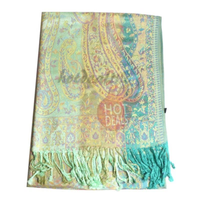 女士披肩围巾复古风格彩虹豪华佩斯利图案裹巾 — 第 1/3 张图片