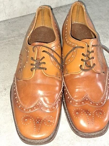Tan/Brown Leather Brogue Shoes -Size 7.5 - Lovely Condition and quality - Picture 1 of 9
