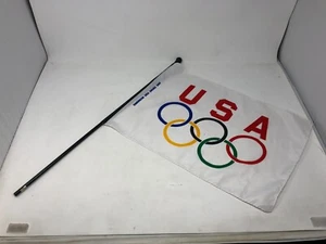 Vintage 1996 Atlanta Olympics USA Flag Banner – White w/ Red Lettering - Emerson - Picture 1 of 9