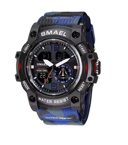 Montre militaire homme Quartz analogique numérique étanche 50M LED Camo Bleu - Picture 1 of 5