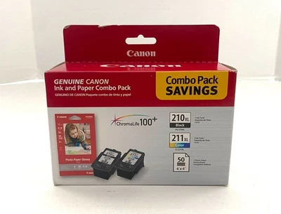 NUEVO Original Canon PG-210XL Negro CL-211XL Color y 50 unidades Papel Fotográfico Brillante Foto 1 de 4