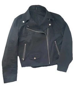 Helmut Lang Black Cotton Moto Jacket Black Size Medium - Picture 1 of 5