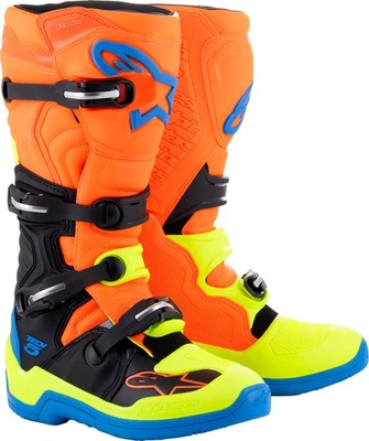 Botas Fluo Alpinestars Tech 5 Azul Laranja Amarelo - Imagem 1 de 2